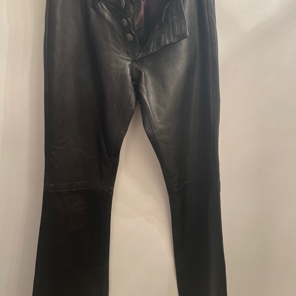 HOT, SEXY, BARNEYS NEW YORK ORIGINAL LEATHER super low rise button front flare - Picture 9 of 12
